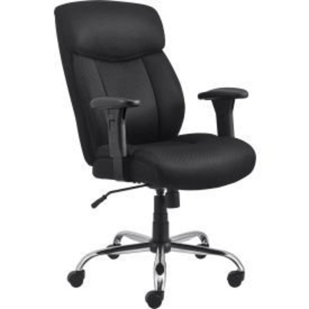 GLOBAL EQUIPMENT Interion® Big & Tall Executive Chair With High Back & Adjustable Arms, Fabric, Black 81154H